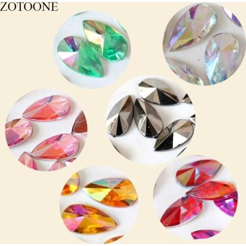 ZOTOONE 50-100PCS 8X13MM HotFix Rhinestone Transfer Motifs Clothes Resin Applicator Gliter Apparel Accessory Diamond Iron Large