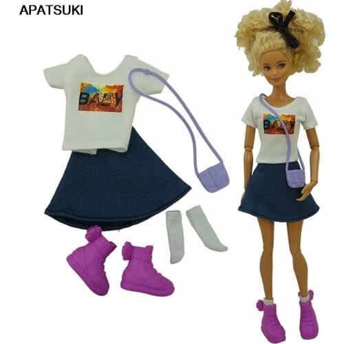 1/6 Dolls Accessories For Barbie Doll Clothes Set Fashion Doll Outfits For Barbie Shirt Skirt Handbag Shoes Socks Kids Toys