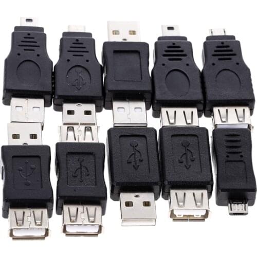 High Quality 10Pcs OTG 5pin F/M Mini USB Micro Adapter Converter USB Male to Female Micro USB Adapter Gadgets