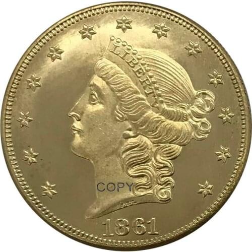 1861 O United States 20 Twenty Dollars Liberty Head Double Eagle Gold coin Brass Collectibles Copy Coin