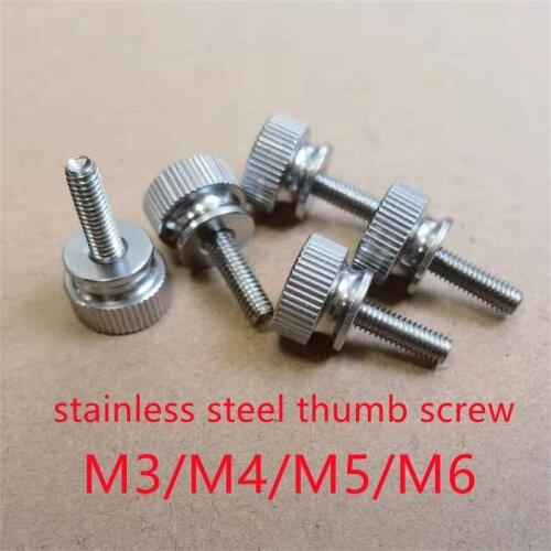 2-10pcs M2 M2.5 M3 M4 m5 m6 Stainless steel step knurled thumb screw Hand Tighten Curtain Wall Glass Lock Screws