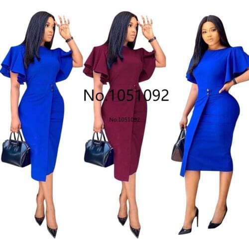 2020 summer sexy african women o-neck polyester plus size knee-length dressS-3XL