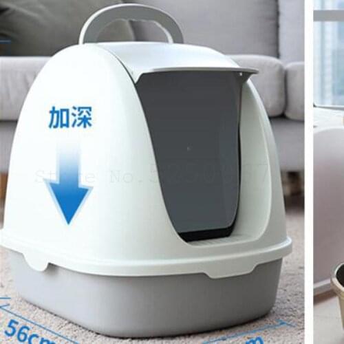 256 Cat Sand Pot Fully Closed Cat Toilet Large Anti-splash Deodorization Cat Salad Dung Pot Cat Pot Anti-odor Pot
