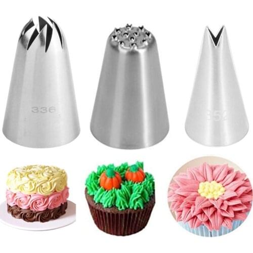 3PCS Rose Leaf Flower Russian Piping Tips Baking Nozzle Leaves Grass Pastry Nozzles Cream Cake Decorating Baking Tools