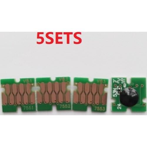 INK WAY T7551 T7552 T7553 T7554 ARC chips for Epson WorkForce Pro WF-8010W 8090DW 8510DWF etc.,5SETS