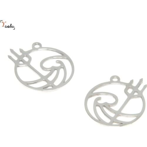 5pcs/lot Poseidon Symbol charm Greek God Logo Myth Emblem Amulet Talisman Medallion Neptune Stainless steel pendant 28x22.6mm