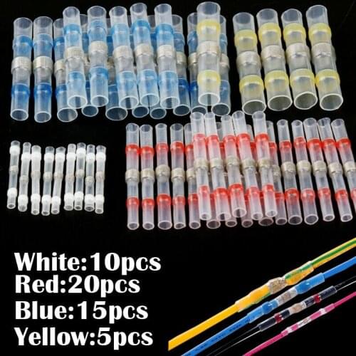 50PCS Assorted Heat Shrink Soldering Terminals Waterproof Solder Sleeve Tube Electrical Wire Insulated Butt Connectors Kit