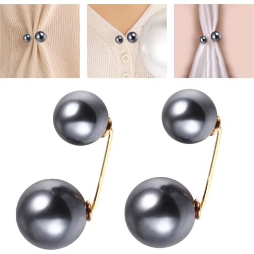 6Pcs Faux Pearl Brooch Lady Sweater Brooches Anti-Emptied Collar Corsage