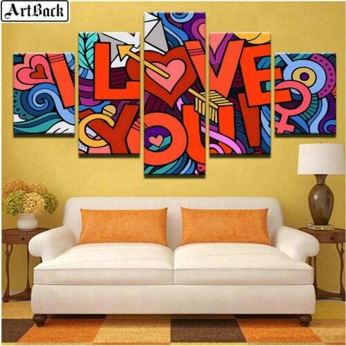 Five spell diamond painting LOVE red picture full square diamond embroidery rhinestone cross stitch living room decoration craft