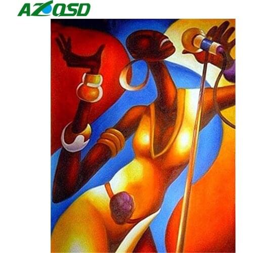 AZQSD Paint By Numbers Black African American Woman Drawing On Canvas Diy Painting By Numbers Frame Modern Wall Art