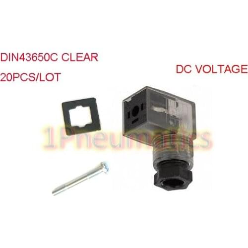 Free Shipping 20PCS/LOT DC VOLTAGE DIN43650C Connector Plug Lead LED with Indicator Light LED