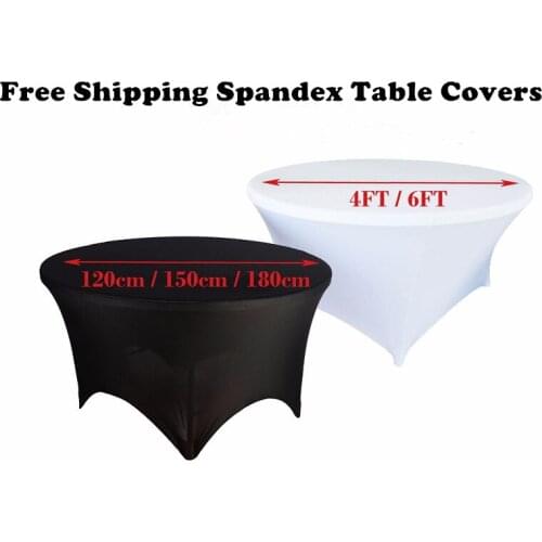 Black White Round Table Cover Spandex Lycra Stretch WEDDING PARTY BUFFET 4,5,6FT CR-003