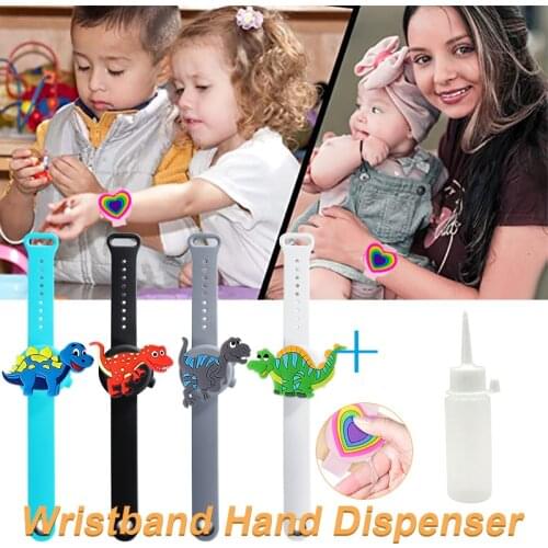 Kid Cartoon Hand Sanitizer Bracelet Portable Disinfectant Wristband No-washing alcohol gel dispenser