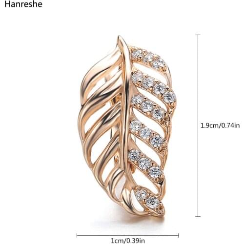 Hanreshe Natural Zircon Stud Earrings Girl Crystal Copper Punk Jewelry Party Cute Leaf Shape Couple Earrings Women Gift