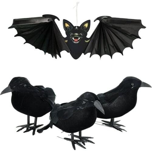 1/2pc Halloween Simulation Animals Bat Trick Toy Halloween Decoration Wall Hanging Horror House Bat Props Home Wall Window Decor