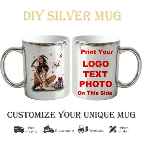 Ceramic silvery mug Gift Box Girl DIY photo Coffee mugs cup with customized pictures DIY images print cup KTDZ-RW-004-LY