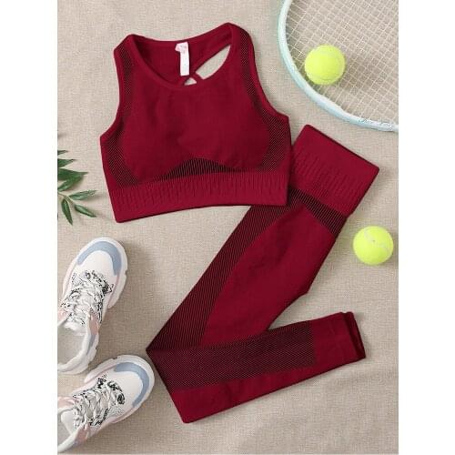 Yoga Sets Women Gym Sports Set Elastic Sports Hight Waist Leggings Sportswear Workout Sets Women