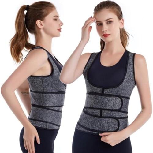 Women Shapewear Adjustable Neoprene Body Shaper Fitness Sweat-wicking Belt Waist Support Protection Vest with Zipper