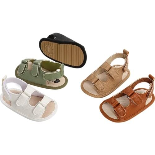 Infant Baby Baby Boys Girls Leather Sandals, Anti-Slip Sole Solid Color Flats First Walking Shoes