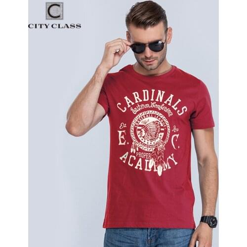 CITY CLASS Hot Summer Mens O-Neck Printed T Shirt Men Fitness 100% Cotton Red Base Tops Tees For Male Color t-shirt 1962R