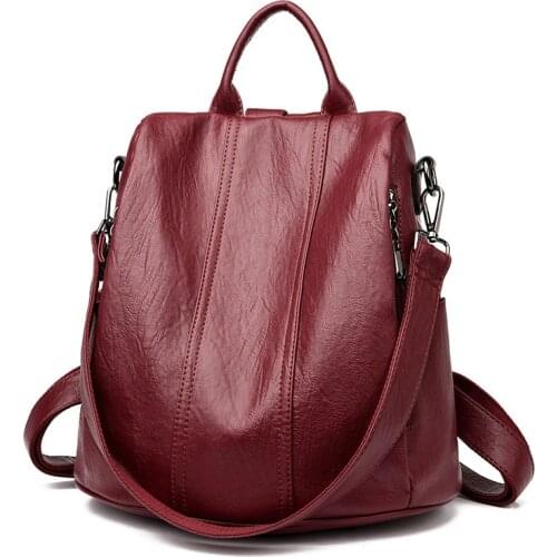 Multifunction Female Backpack Women Leather Backpack For Teenager Girls School Bag Shoulder Travel Back pack Rucksacks Sac A Dos