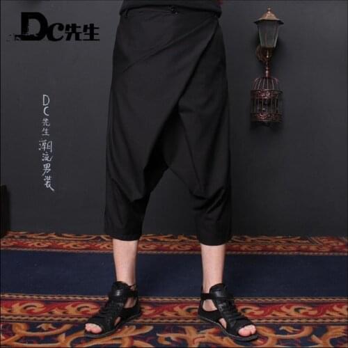 2020 Men Summer Punk Low Crotch Pants Men Casual Harem Pants Tide Hairstylist Wide Legs Pants Singer Stage Costumes
