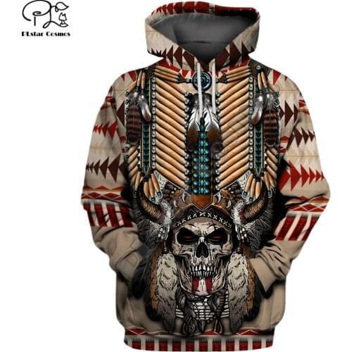 Men Unisex New Native Indian printed 3d hoodies Unisex Skull Sweatshirts zipper women Pullover jacket tracksuit pullover Coat