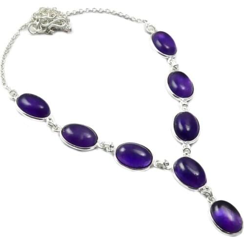 NiaoZaiFei YunZaiKan Nature Amethyst Necklace 925 Sterling Silver, 48 cm, MHBNE0006