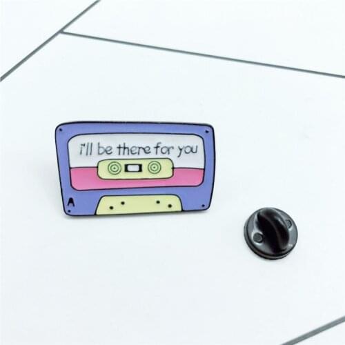 New purple cassette I'll be there for you brooch cartoon recording cassette badge commemorative denim clothing pendant jewelry
