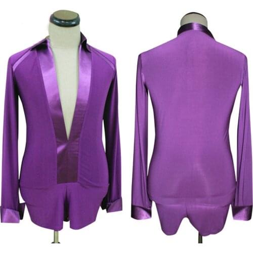 New Latin Dance Tops Men Winter Long Sleeve V-Neck Leotard Male Ice Skating Clothing Ballroom Shirts Competition Costume VDB838