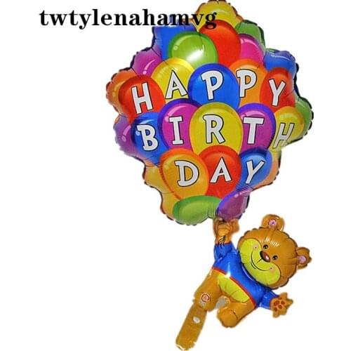 News Lovely Bear Happy Birthday Foil Balloon Party Decorations Childrens Day Gift Holiday Wedding Air Balls