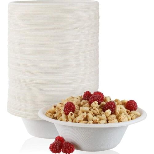 50 Pieces of Disposable Tableware 12 oz Disposable Paper Bowl 100% Compostable Biodegradable Bowl Suitable for Hot and Cold Food