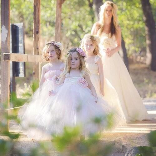 Flower Girls Tutu Dresses Princess Ankle-Length For Wedding/Birthday Party Ball Gown Baby Girls Ball Gown Dresses PT77