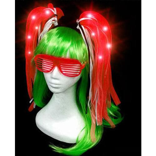 LED Light Flashing Neon Party Rave Hair Braids Headband Glasses Costume Dress Up Bachelorette Birthday Christmas Navidad