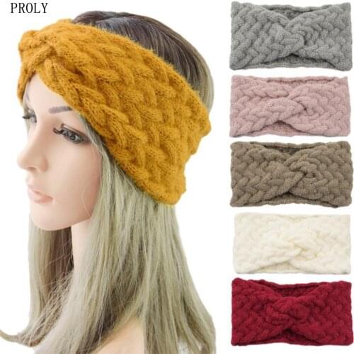 PROLY New Classic Women Headband Warm Casual Knitted Hairband Adult Cross Knot Winter Spring Headwear Adult Hair Accessories