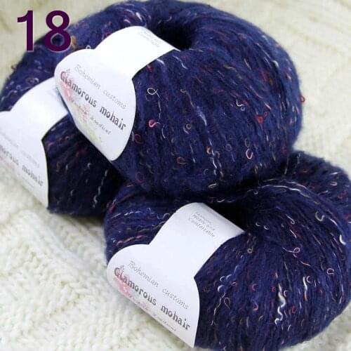 Sale3SkeinX50gr Luxury Fluffy Soft NEW MOHAIR Shawls Hand Knit Crochet Yarn Navy blue 825-18-3