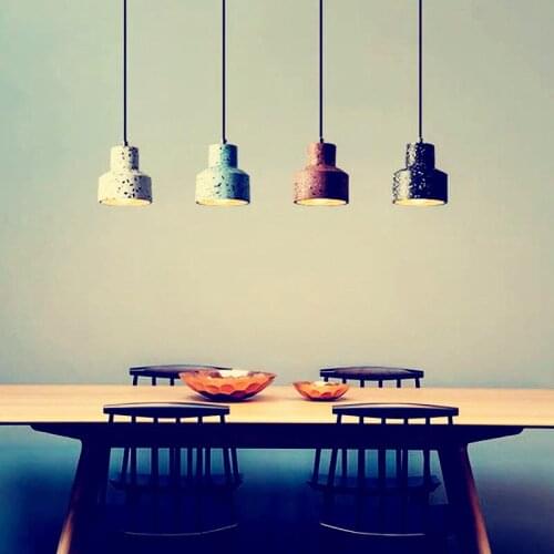 Modern Terrazzo Cement Concrete LED Pendant Lights Nordic Creativity Design E27 Pendant Lamp for Living Room Bedroom Kitchen Bar