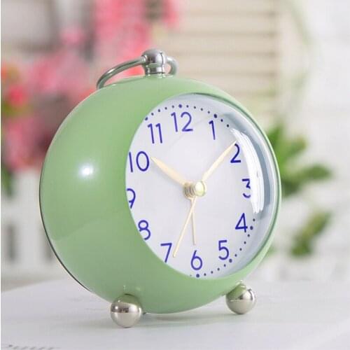 Luminous Metal Stylish Round Alarm Clock Creative Minimalist Snooze Silent Alarm Clock Cute Student Home Alarm Clock Mini MM60NZ