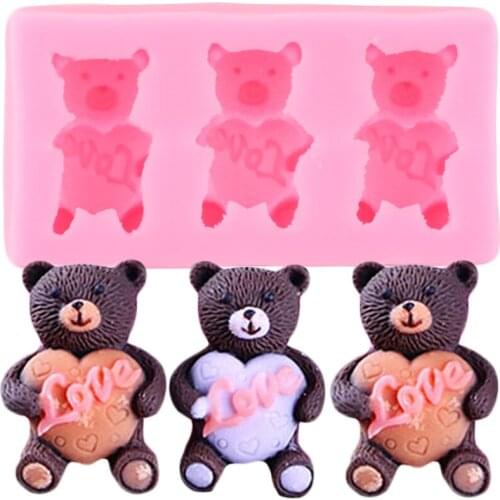 Teddy Bear Silicone Mold Cupcake Topper Fondant Cake Decorating Tools Chocolate Gumpaste Candy Resin Mould Kitchen Baking Moulds