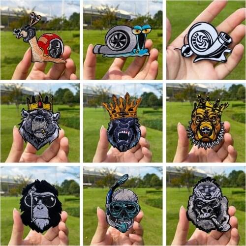 Iron On Patches For Clothing Orangutan Patch Embroidered Patches For Clothing Sticker Skull Applique Punk Rock Embroidery Patch