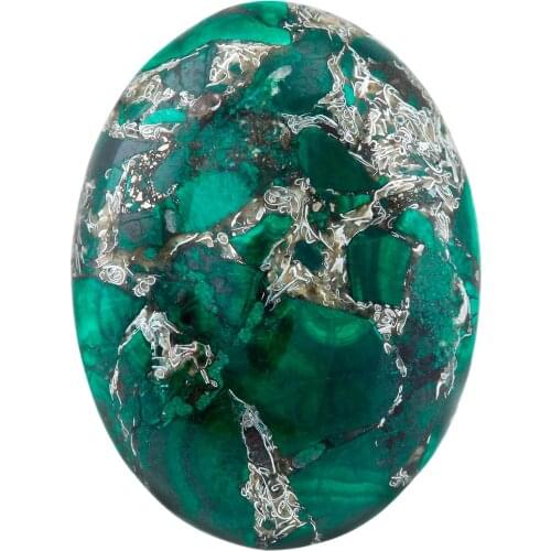 TUMBEELLUWA 1Lot (5Pc) 22x30mm Malachite Stone Oval CAB Cabochon Flatback Stone for Jewelry Making