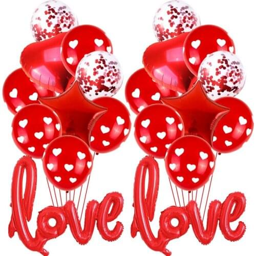 Wedding party decoration 16 inch rose gold love balloon love printing latex balloon star love aluminum foil balloon set