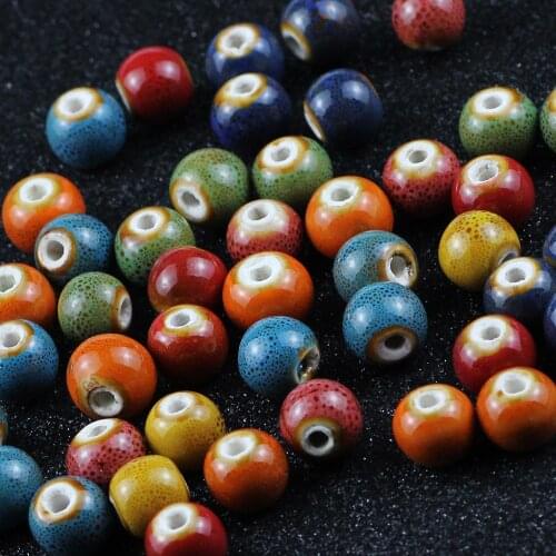 WLYeeS 6 to 12mm Flower Glaze Ceramic Beads Round Charm Porcelain Loose beads fit Women Jewelry Bracelet Accessories Making DIY