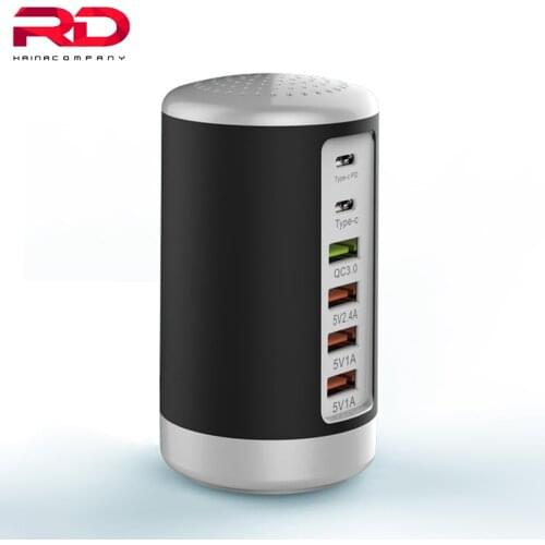 65W 6 USB Fast Charger HUB Quick Charge 3.0 6 Port Multiple USB Charger Type C PD Charger Charging Station Carregador Portatil