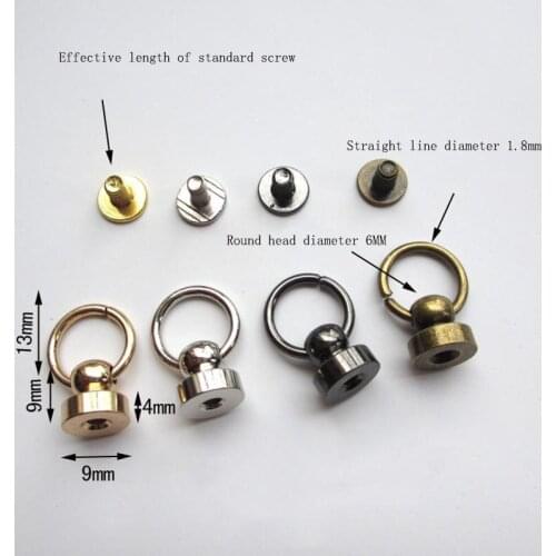 100 Pcs / Set Diameter 8MM DIY Strap Ring Rotating Monk Head Nipple Nail Size For Mobile Phone Shell Bag Leather Rivet