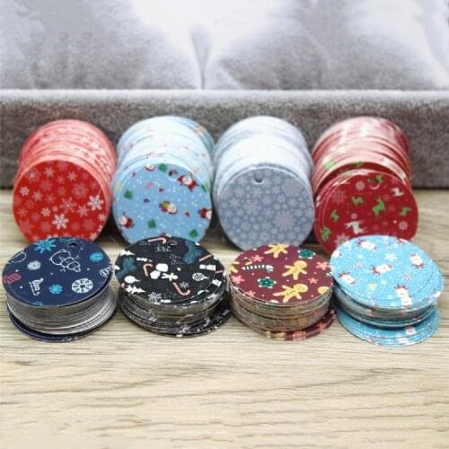 100Pcs Blue background Snowman /Milu deer DIY Tags Gift Wrapping Paper Hang Tags Santa Claus Paper Cards Xmas Party Supplies