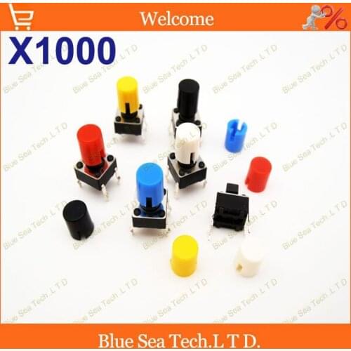 1000 sets Light touch switch 6*6*7.3mm +button Cap (A30),Tactile Push Button Switch 6*6*7.3MM Micro switch cap Free Shipping