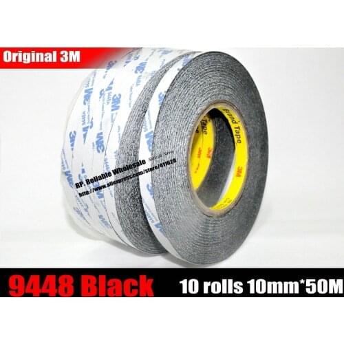 10x (10mm*50Meters) Universal Home/Repair Use, 3M 9448B Black StickyTape for Cellphone Tablet Electrical Panel LCD Display Glass