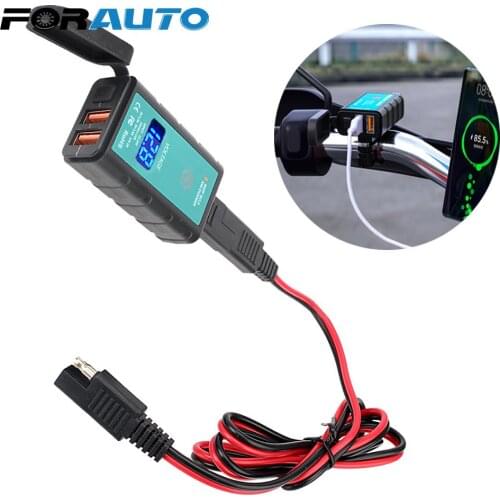 12V For Phone GPS Motorcycle Charger Waterproof Quick Charge 3.0 With Voltmeter Switch Button Dual USB Adapter Moto Accessory