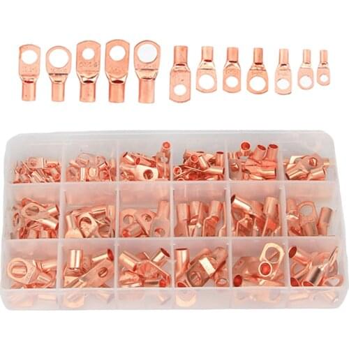 170x Tinned Copper Cable Lug Ring Battery Crimping Terminals Wire Welding Connectors